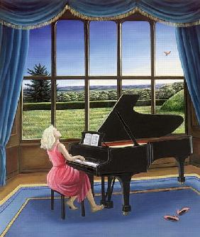 Playing Mozart (oil on canvas) 