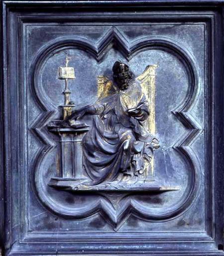 St Ambrose, panel E of the North Doors of the Baptistery of San Giovanni od Lorenzo  Ghiberti