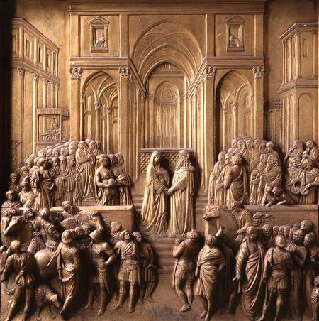 The Meeting of King Solomon and the Queen of Sheba, one of ten relief panels from the Gates of Parad od Lorenzo  Ghiberti