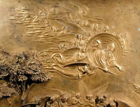 The Story of Adam, detail of God the Father with Angels, from one of the original panels from the Ea od Lorenzo  Ghiberti