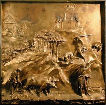 The Story of Cain and Abel: The Sacrifice, The Murder of Abel and God Banishing Cain, original panel od Lorenzo  Ghiberti