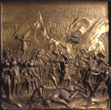 The Story of David and Goliath, one of ten relief panels from the Gates of Paradise (East doors) od Lorenzo  Ghiberti