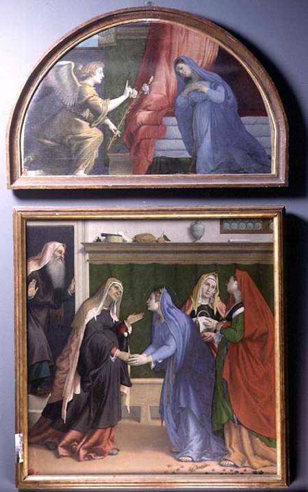 The Annunciation and The Visitation, two paintings constituting an altarpiece od Lorenzo Lotto