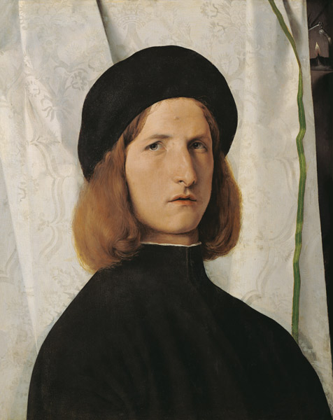 Portrait of a juvenile in front of a white curtain od Lorenzo Lotto