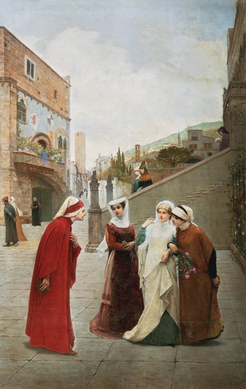 Die Begegnung von Dante und Beatrice od Lorenzo Valles