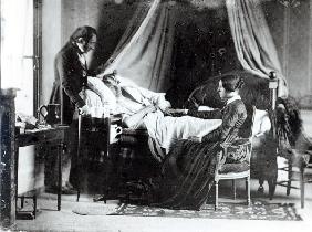 The Visit of the Doctor to the Patient, c.1840-50 (b/w photo) 