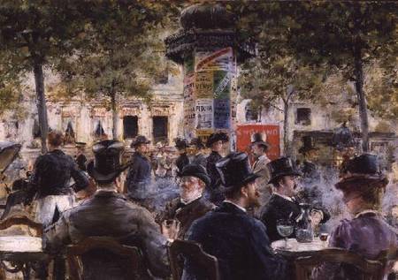 Cafe Scene in Paris od Louis Anet Sabatier