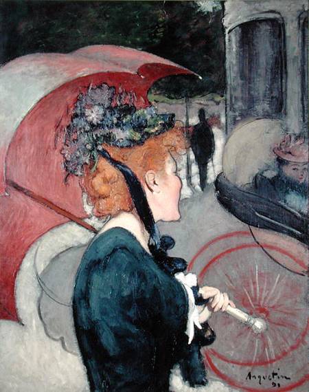 Woman with an umbrella, or The Walk od Louis Anquetin
