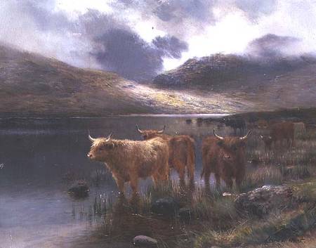 Highland Cattle by a Loch od Louis Bosworth Hurt