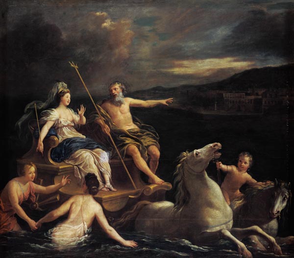 Neptun leads Amphytrite to his lock on his sea car. od Louis de Boullogne d.Ä.