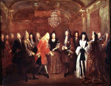 Louis XIV (1638-1715) welcomes the Elector of Saxony, Frederick Augustus II (1670-1733) to Fontaineb od Louis de Silvestre
