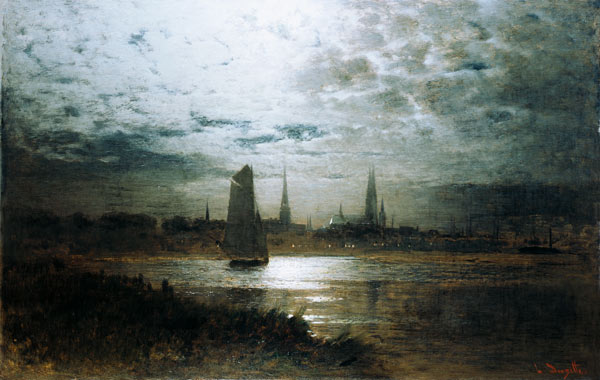 Lübeck in the moonlight od Louis Douzette
