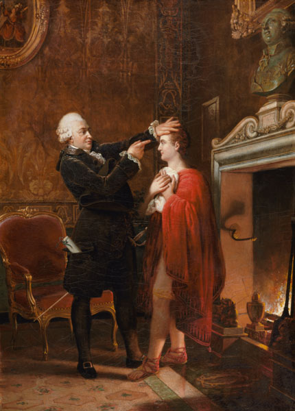 Jean-Francois Ducis (1733-1816) Telling the Future of the Actor, Talma, by Reading the Lines on his od Louis Ducis