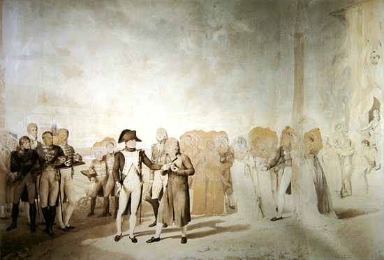 Napoleon visits the factory at Jouy-en-Josas, 20th June, 1806 (pen & sepia ink on paper) od Louis Eugene Gabriel Isabey