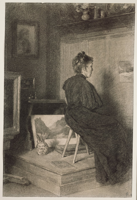 Mary Eysen im Atelier der Villa Holstein in Meran-Obermais od Louis Eysen