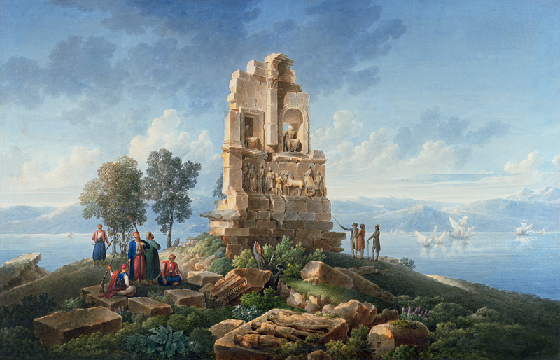 Grand Tourists at the Monument of Philopappos, Greece od Louis Francois Cassas