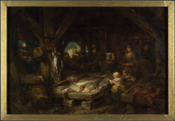 The Fish Market, Dieppe od Louis Gabriel Eugène Isabey