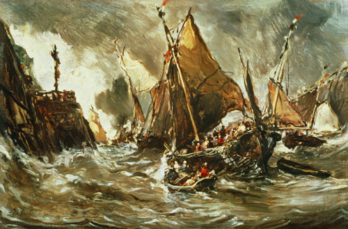 Ships in a Storm od Louis Gabriel Eugène Isabey