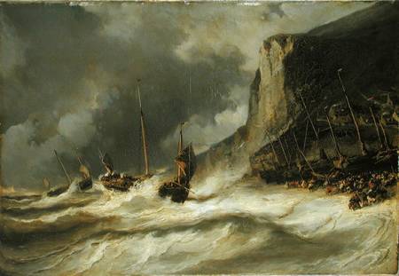 Storm on the Coast at Etretat, Normandy od Louis Gabriel Eugène Isabey