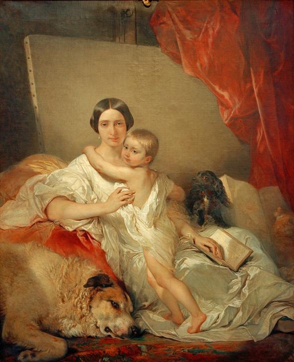 Madame Louis Gallait et sa fille od Louis Gallait