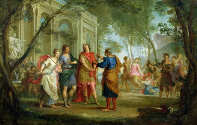 Roland Learns of the Love of Angelica and Medoro (oil on canvas) od Louis Galloche