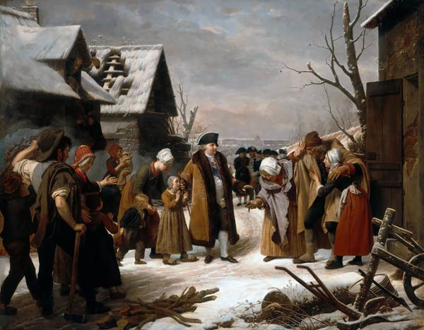 Louis XVI Distributing Alms to the Poor of Versailles during the Winter of 1788 od Louis Hersent