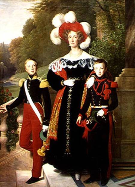 Marie Amelie of Bourbon-Sicile (1782-1866) and her sons, Henri of Orleans (1822-97) Duke of Aumale a od Louis Hersent