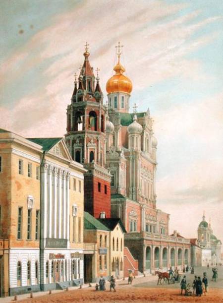 The Assumption Church at Pokrovskaya street in Moscow, printed by Lemercier, Paris od Louis Jules Arnout