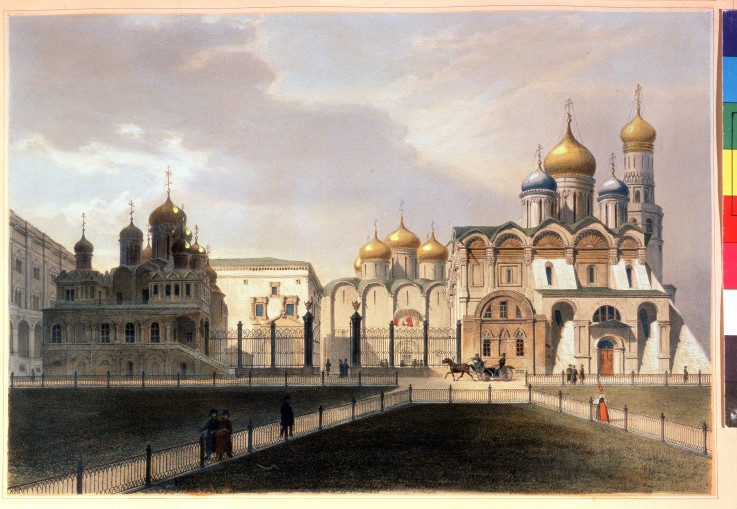 View of the Cathedrals in the Moscow Kremlin od Louis Jules Arnout