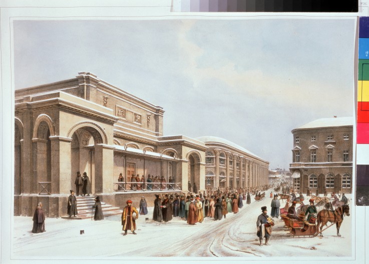 The new stock exchange and the Arcade in Moscow od Louis Jules Arnout