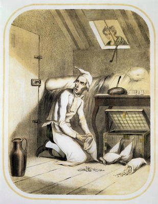 Avarice in the Kitchen, from a series of prints depicting the Seven Deadly Sins, c.1850 (colour lith od Louis-Léopold Boilly