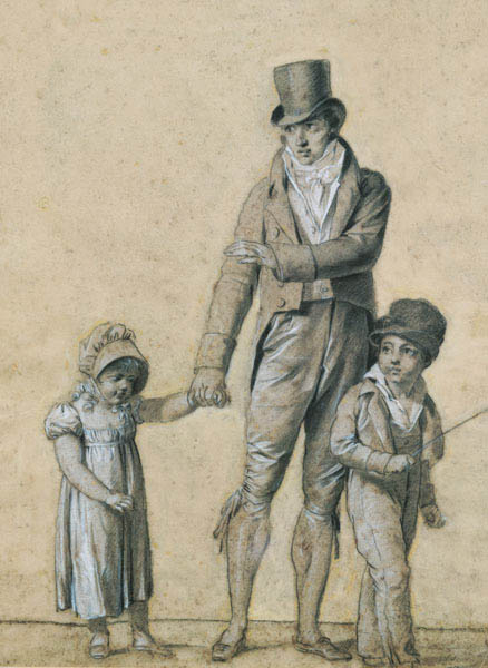 Father with his daughter, study for 'The Shower' cil on od Louis-Léopold Boilly