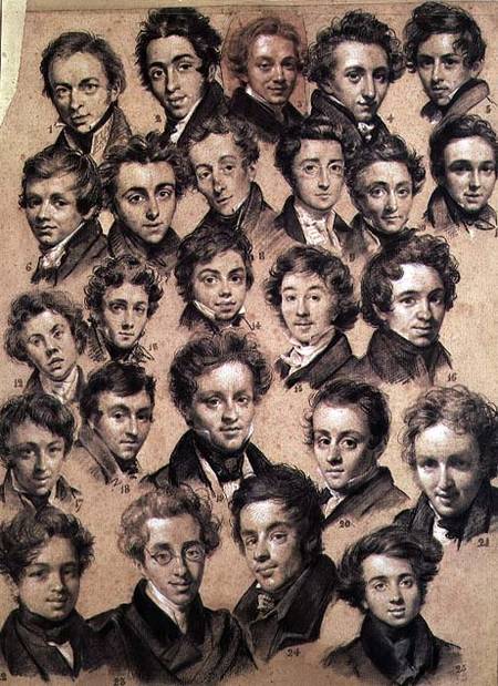 Twenty Five Pupils from the Studio of Antoine Jean Gros (1771-1835) 1820 (charcoal & chalk on paper) od Louis-Léopold Boilly