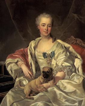 Portrait of the princess Golytschina with her little dog
