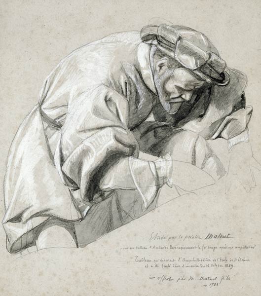 Study of Ambroise Pare (c.1510-90) the 'Father of Modern Surgery' (charcoal & white chalk wash on pa od Louis Nicolas Matout
