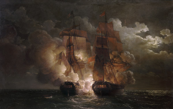 Battle Between the French Frigate 'Arethuse' and the English Frigate 'Amelia' in View of the Islands od Louis Philippe Crepin