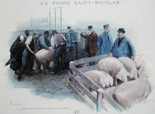 The Saint-Nicolas Fair in Evreux, early 20th century (colour litho) od Louis Remy Sabattier