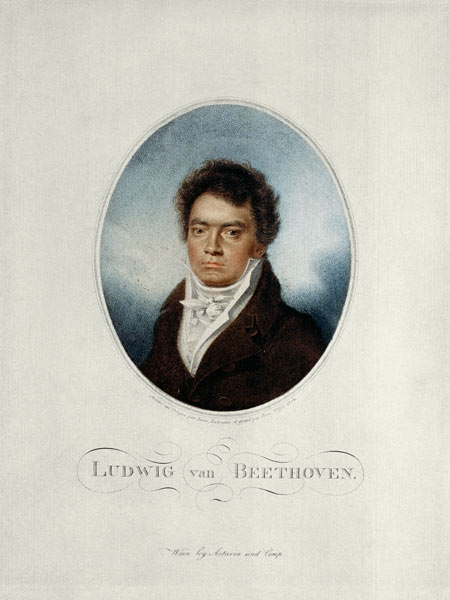 Lugwig van Beethoven (1770-1827) engraved by Blasius Hofel (1792-1863) od Louis Rene Letronne