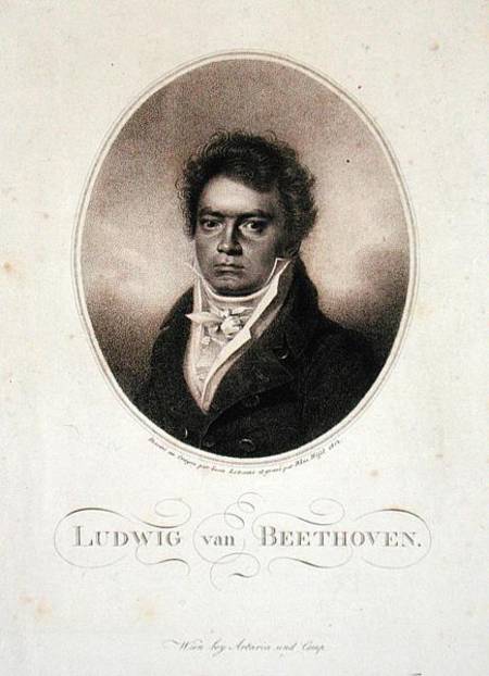 Ludwig van Beethoven (1770-1827) engraved by Blasius Hofel (1792-1963) od Louis Rene Letronne