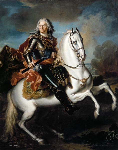 King August II. the (strong) of Poland to horse od Louis Silvestre d.J.