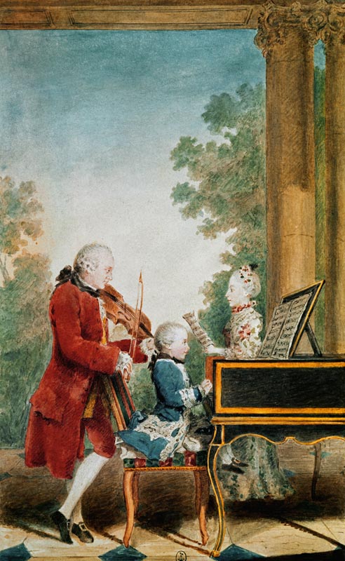 Mozart w.Father & Sister , Carmontelle od Louis Carrogis de Carmontelle