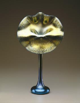 Blue and gold favrile 'Jack-in-the-Pulpit' vase