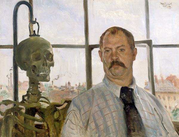 Self-portrait with skeleton od Lovis Corinth