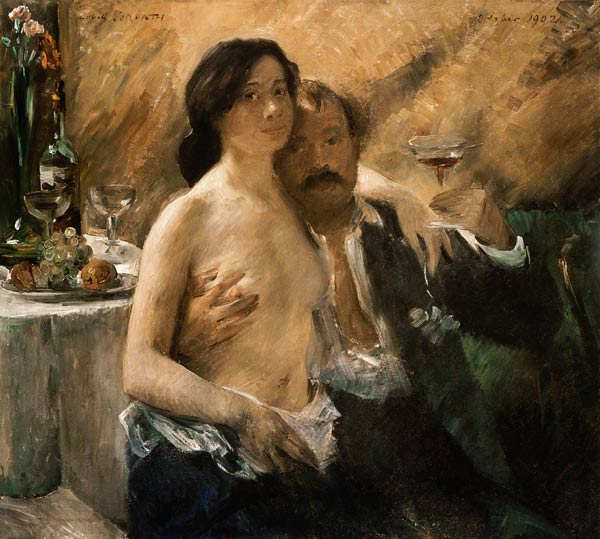Self-portrait with his wife and champagne glass. od Lovis Corinth
