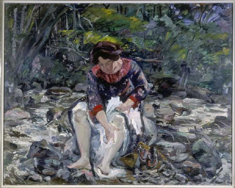 Girl in the woods brook (Charlotte Corinth) od Lovis Corinth