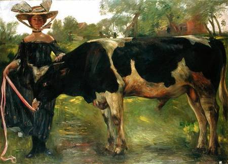 The Painter Charlotte Berend With A Bull od Lovis Corinth