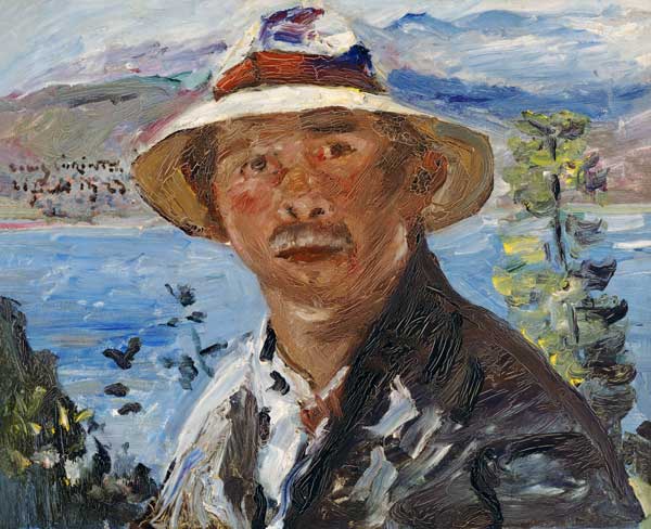 Self-portrait with straw hat od Lovis Corinth