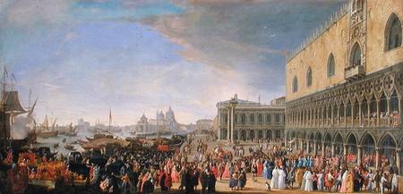 Arrival of the Comte Languet de Gergy at the Palazzo Ducale, Venice od Luca Carlevaris
