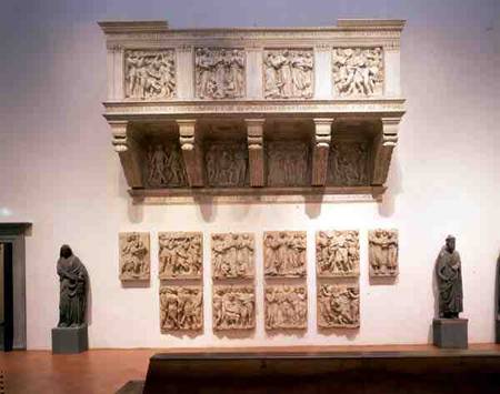 Reconstructed Cantoria, with the original panels below od Luca Della Robbia