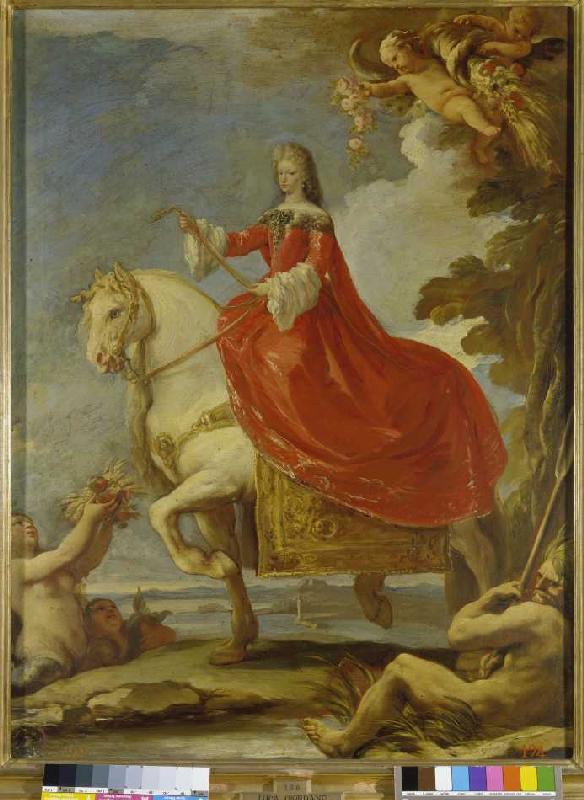 Dona Mariana of new castle to horse od Luca Giordano